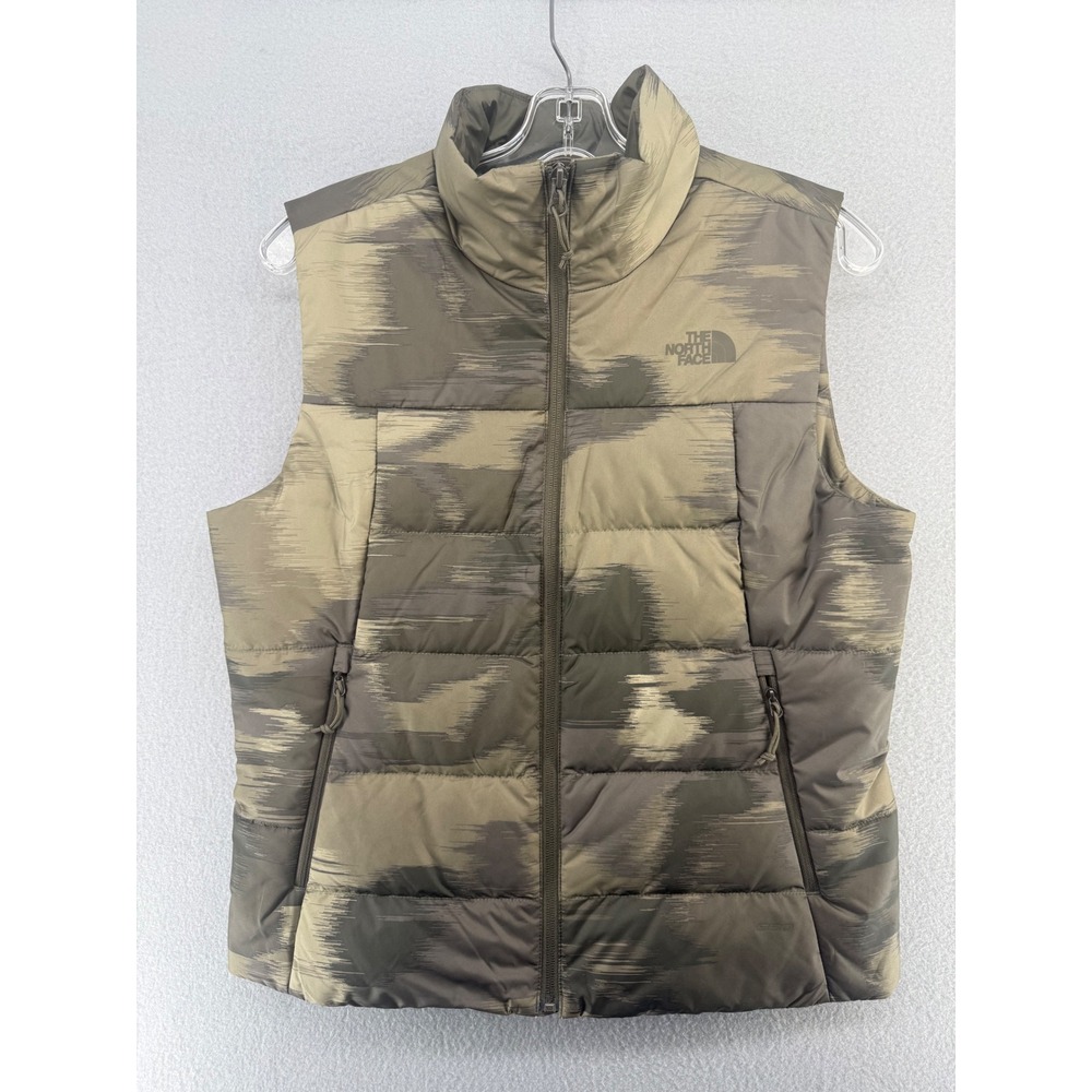The North Face Hybrid Insulation Down Puffer Vest Camo Olive Womens M NF0A4P6U,
